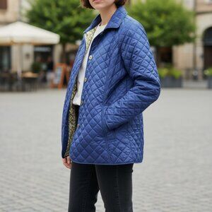 C. Wonder Royal Blue Button Up Cozy Quilted Classic Jacket Women’s Size Medium